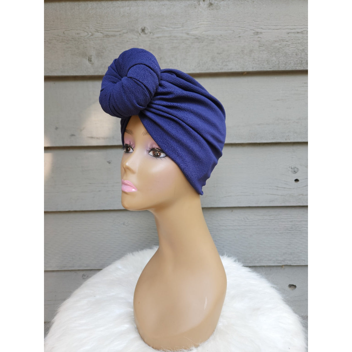 Navy Blue Handmade Pre-Tied Turban