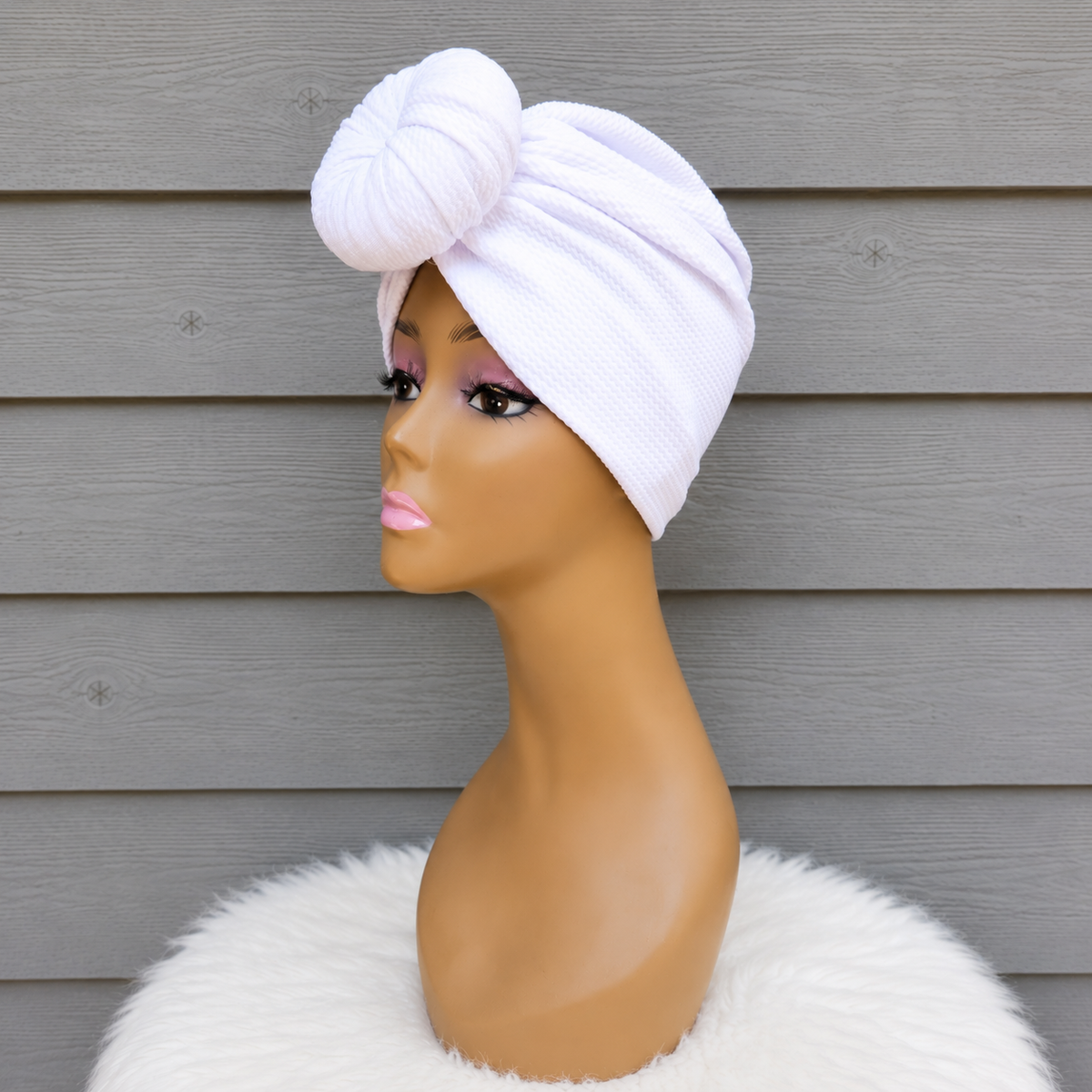 Snow White Textured Pre-Tied Turban