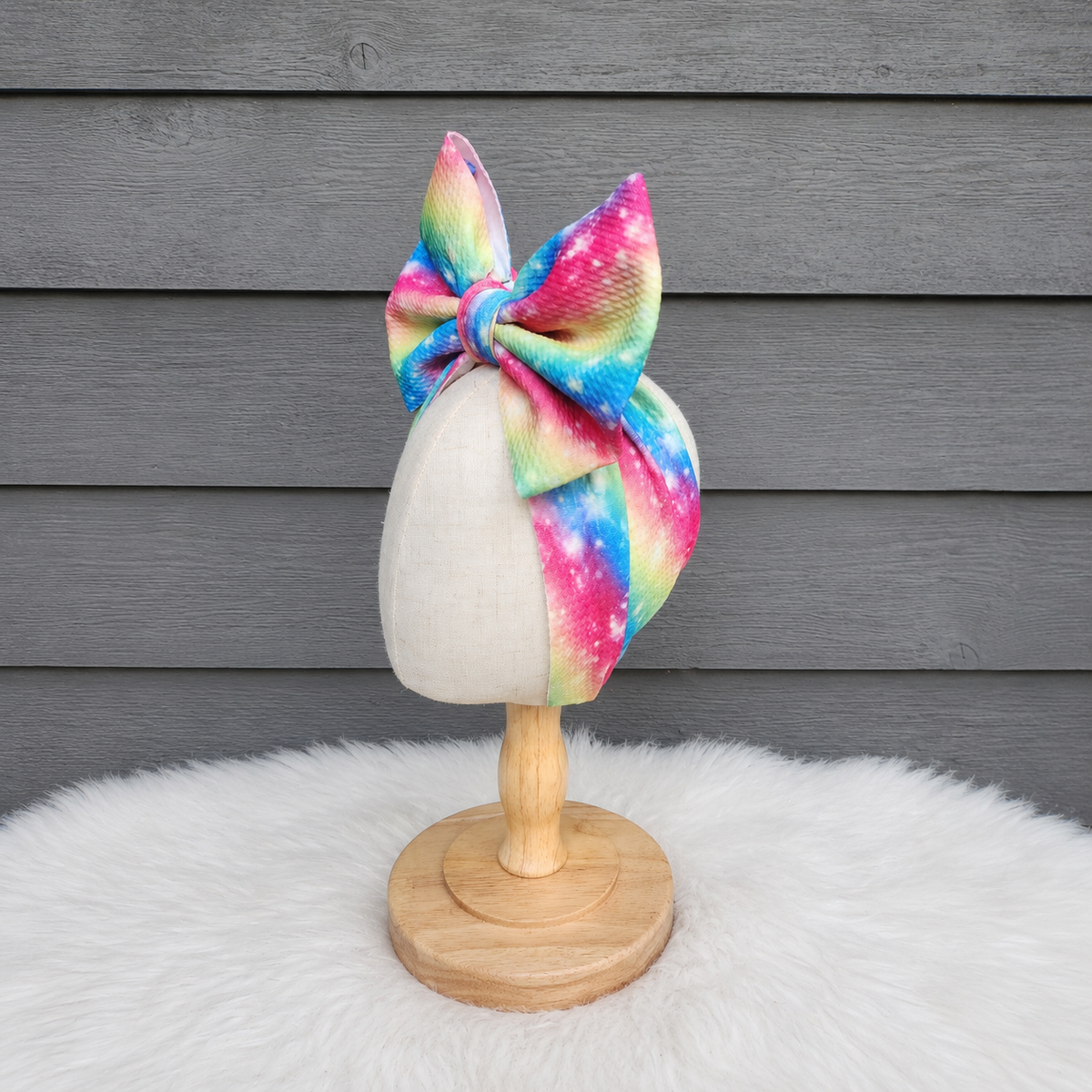 Rainbow Glow Big Bow Head Wrap