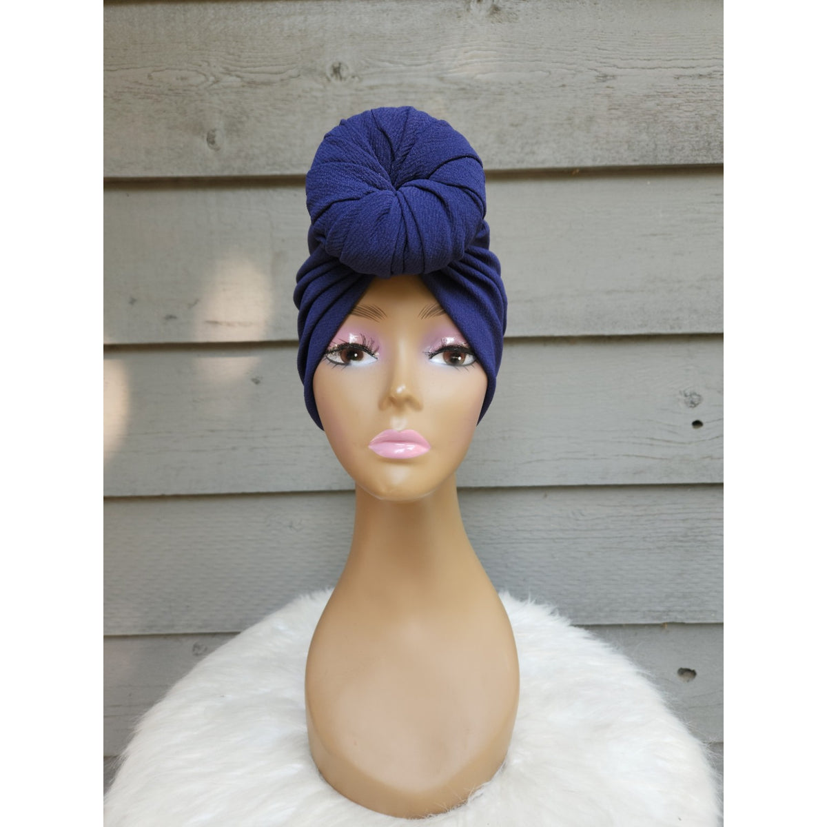 Navy Blue Handmade Pre-Tied Turban