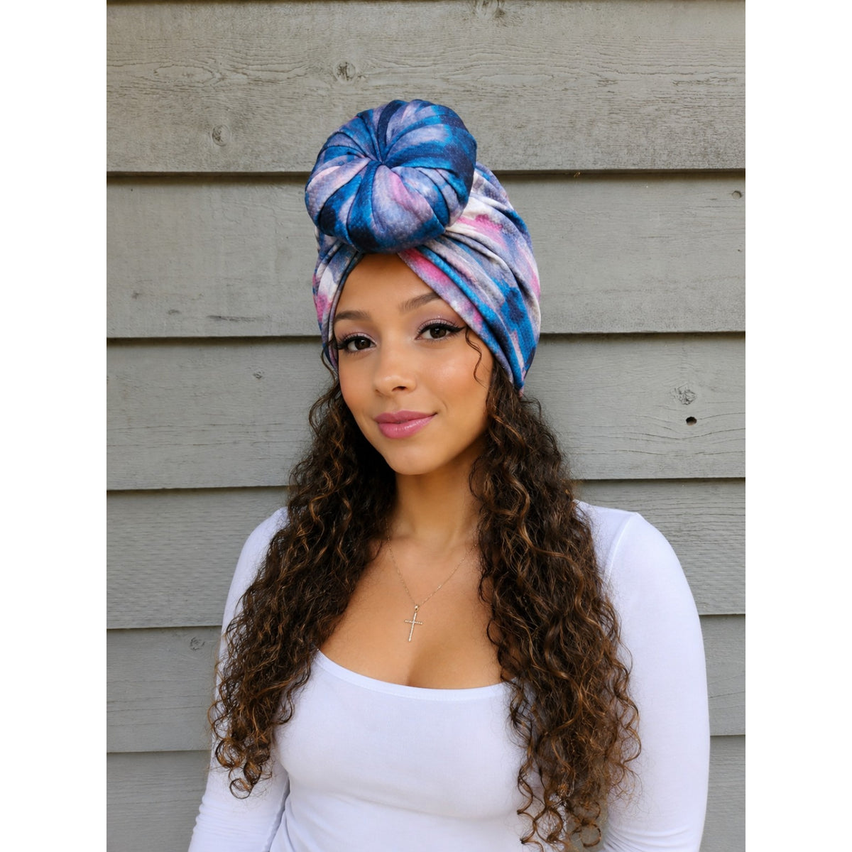Midnight Watercolor Pre-Tied Turban