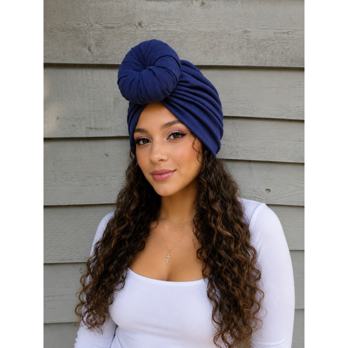 Navy Blue Handmade Pre-Tied Turban
