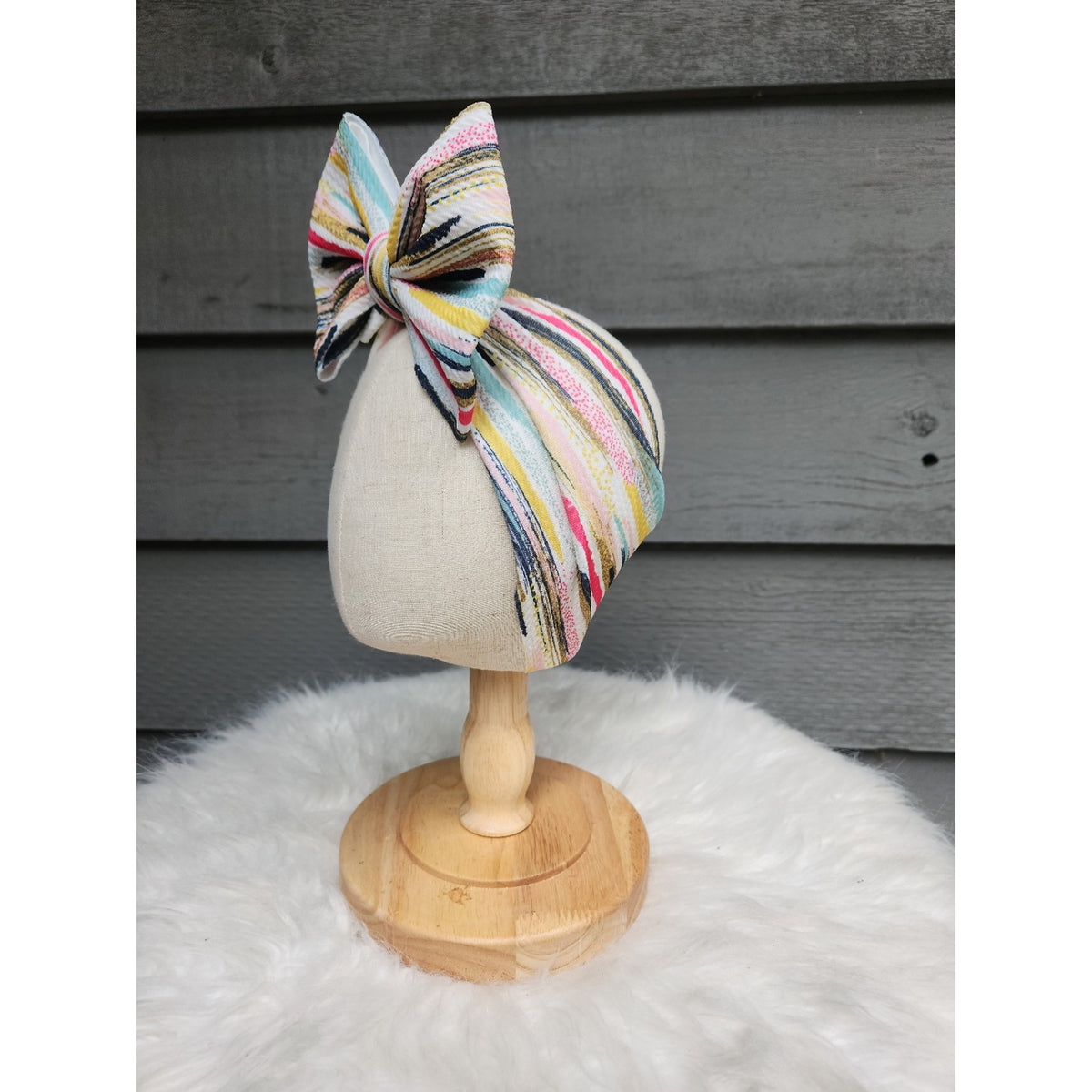 Sunshine Stripes Big Bow Head Wrap