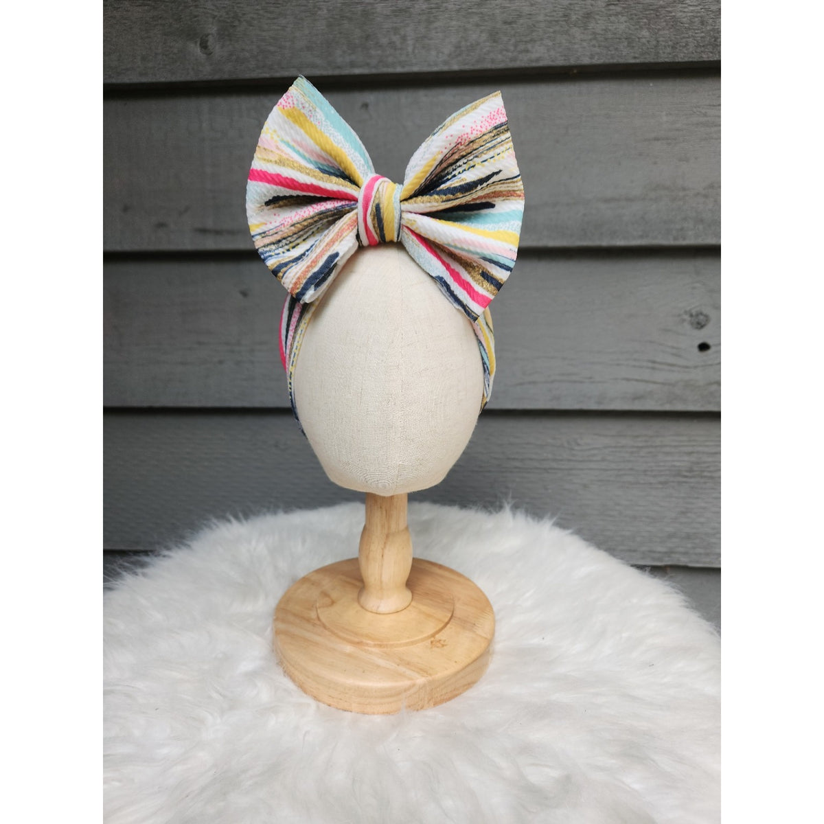 Sunshine Stripes Big Bow Head Wrap
