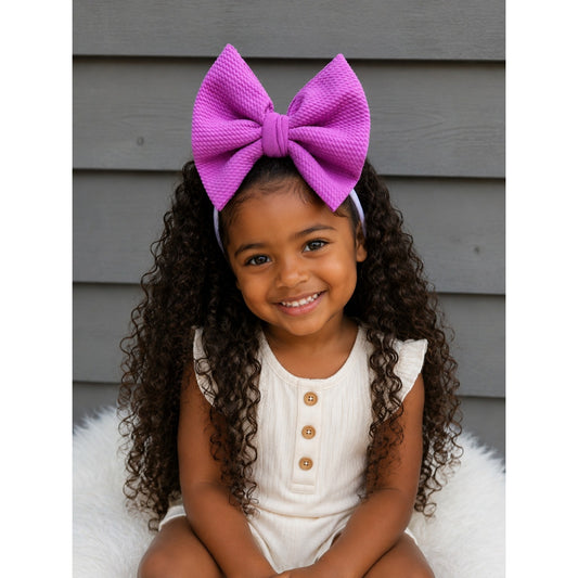 Violet Pop Big Bow Nylon Headband