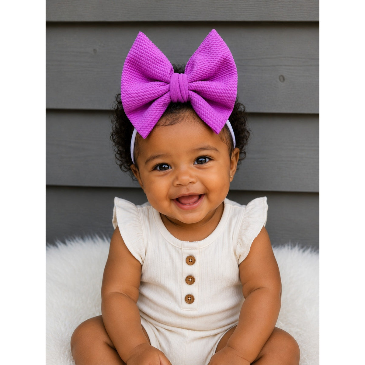 Violet Pop Big Bow Nylon Headband