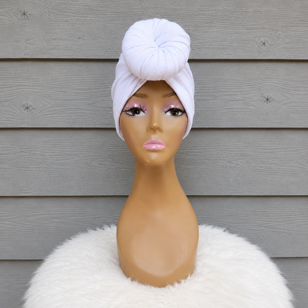 Snow White Textured Pre-Tied Turban