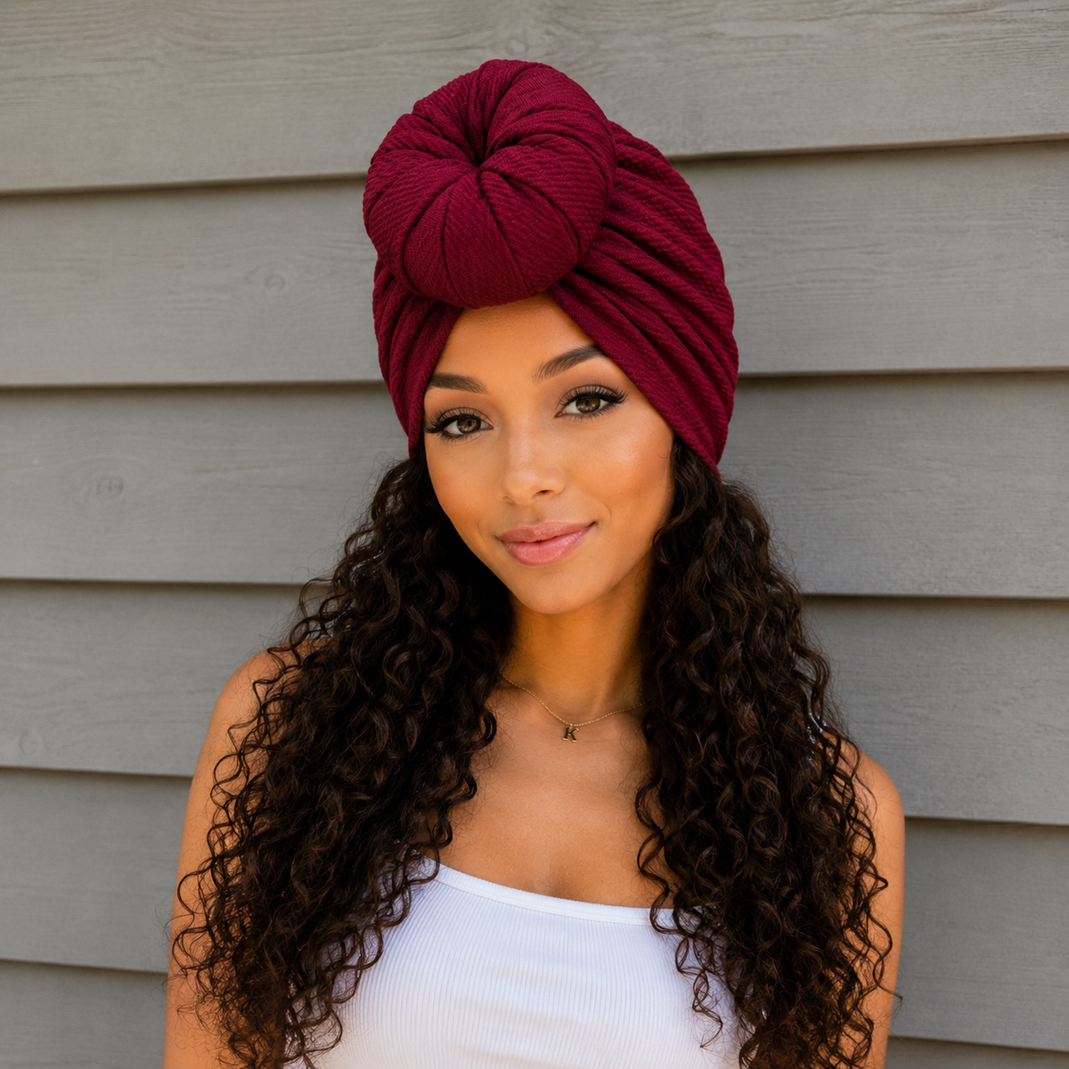 Burgundy Bliss Pre-Tied Turban