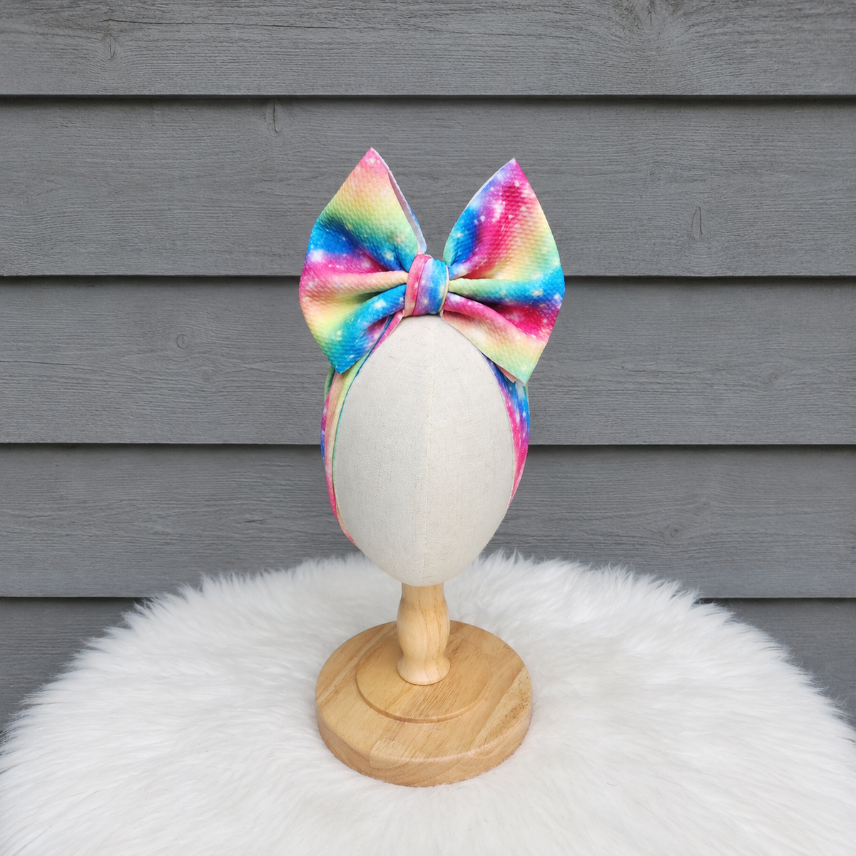 Rainbow Glow Big Bow Head Wrap