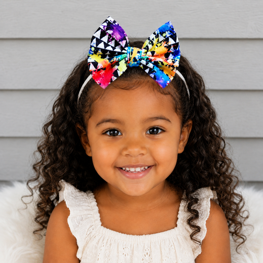Color Splash Statement Big Bow Nylon Headband