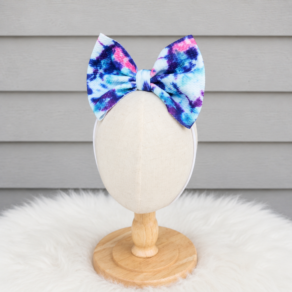 Cotton Candy Swirl Big Bow Nylon Headband