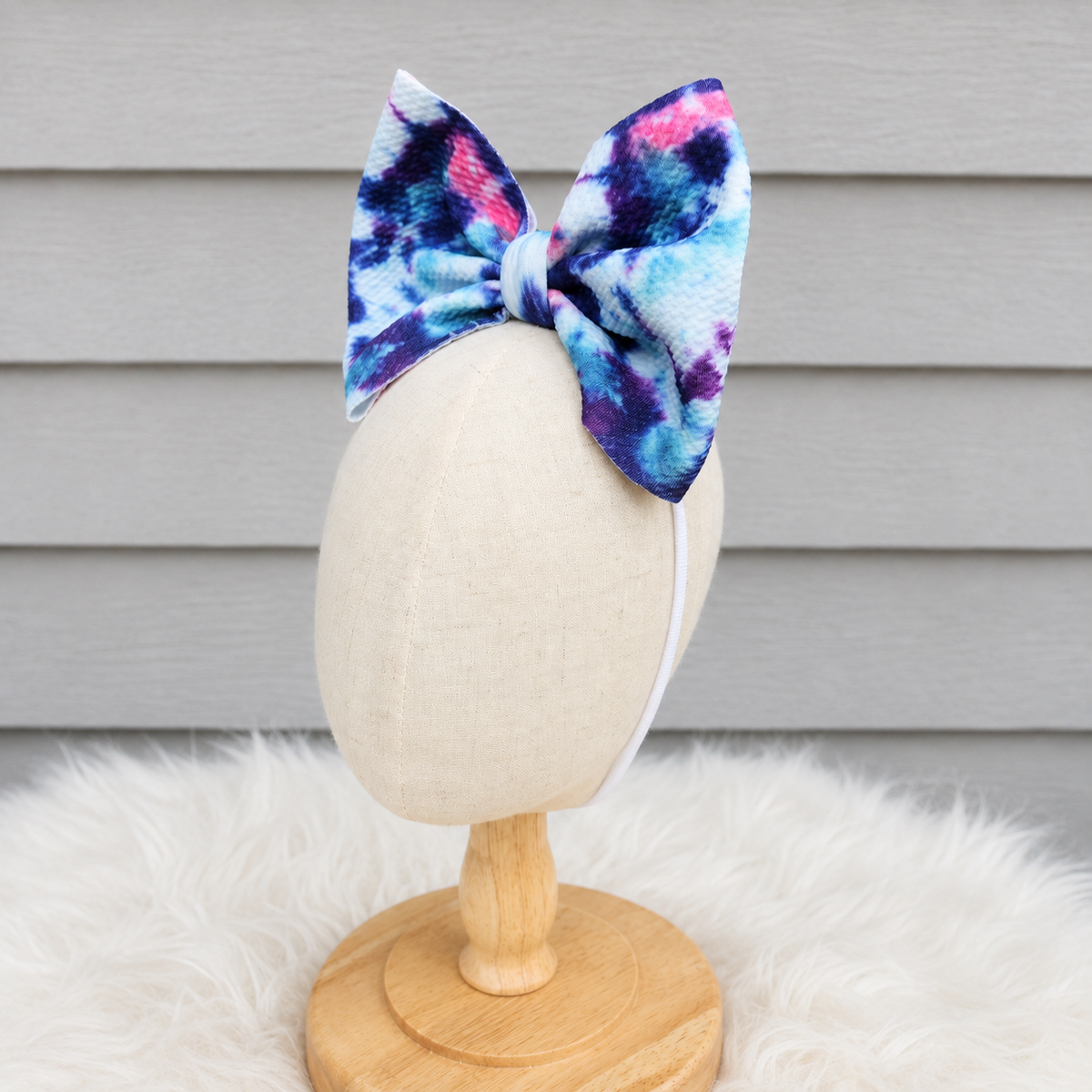 Cotton Candy Swirl Big Bow Nylon Headband