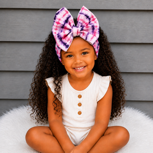 Pink Mirage Big Bow Head Wrap