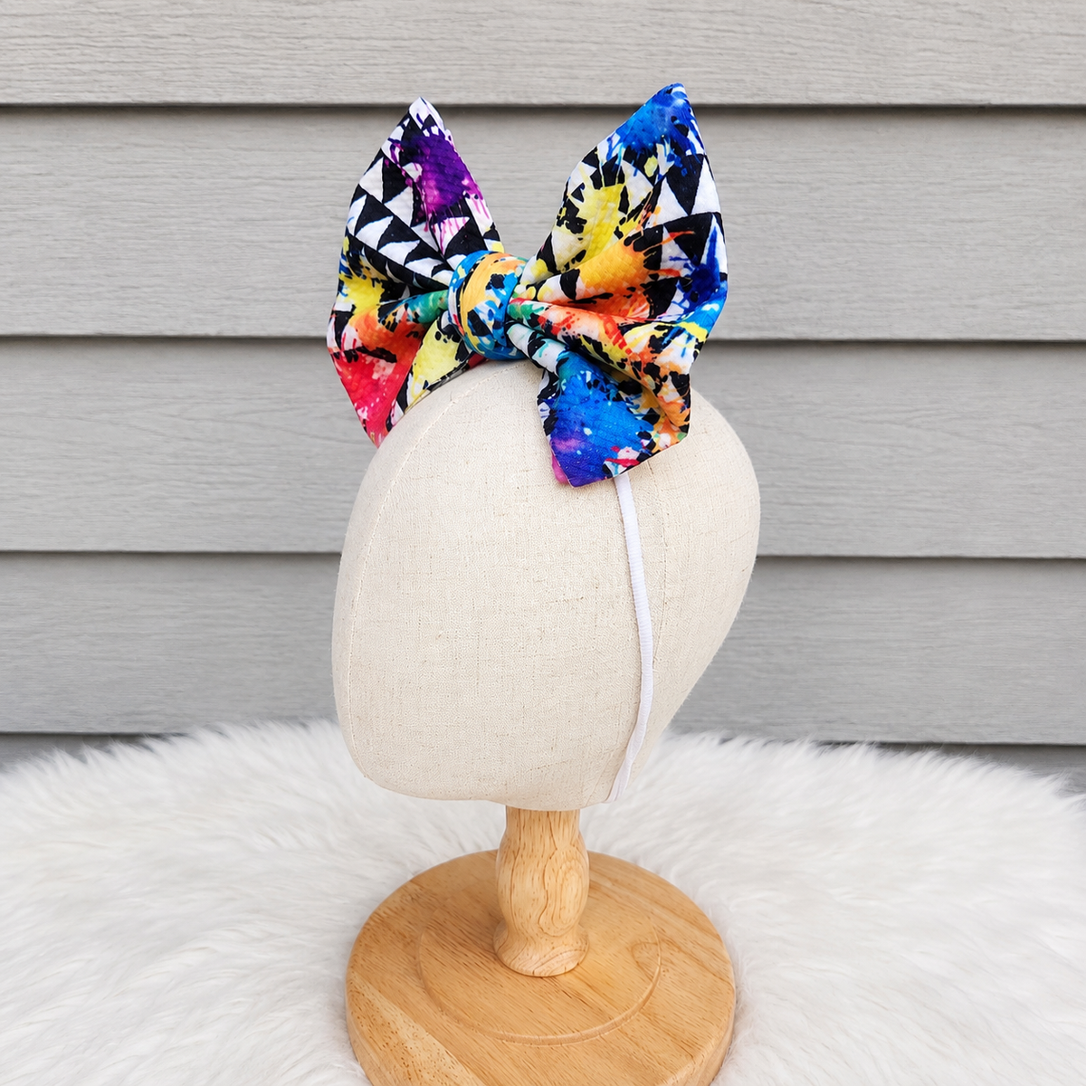 Color Splash Statement Big Bow Nylon Headband