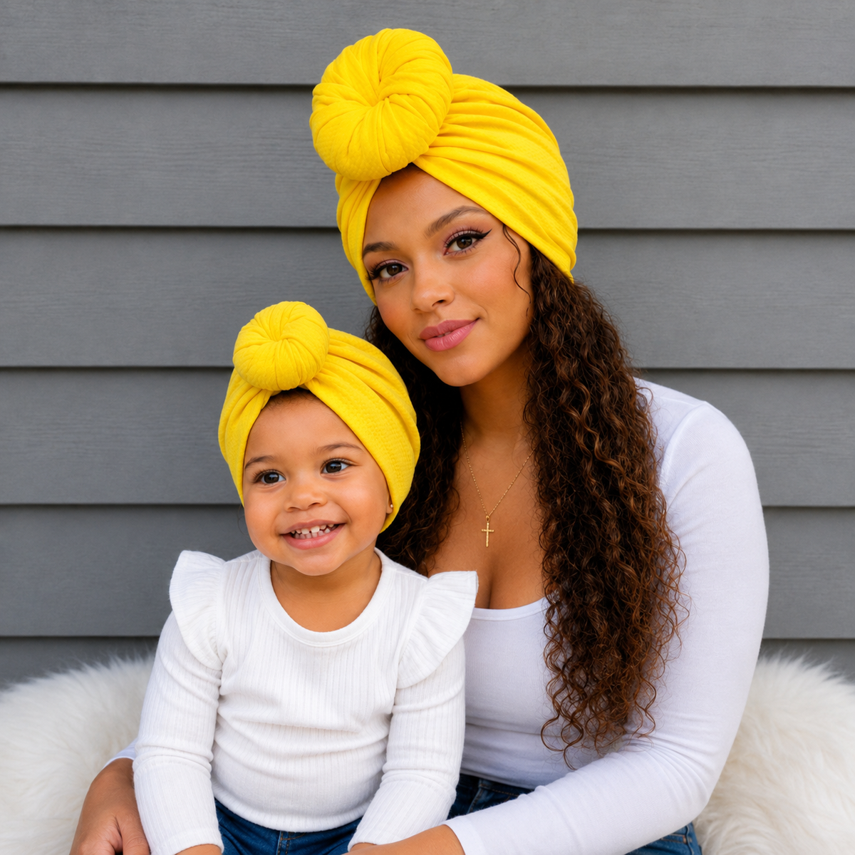 Sunshine Mommy & Me Matching Pre-Tied Turban Set