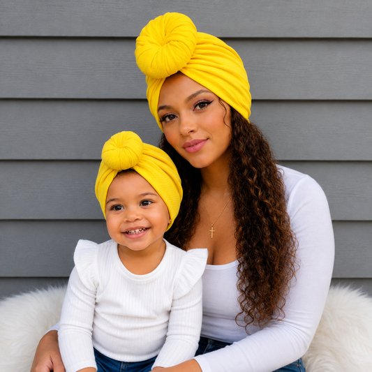 Sunshine Mommy & Me Matching Pre-Tied Turban Set