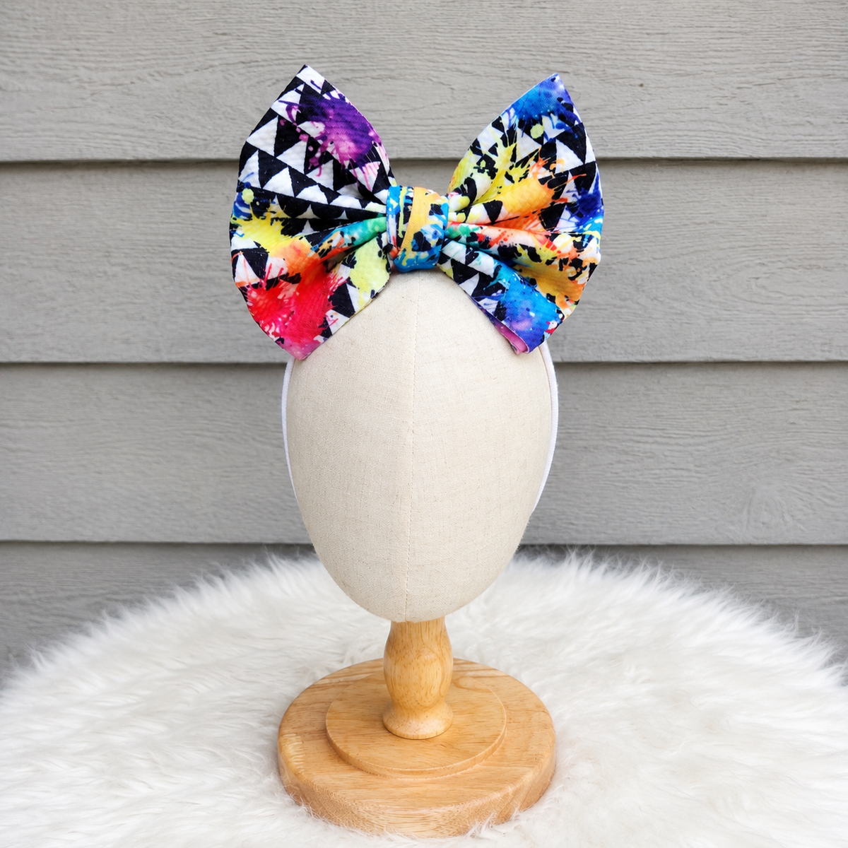Color Splash Statement Big Bow Nylon Headband
