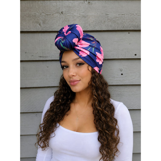 Midnight Blossom Pre-Tied Turban
